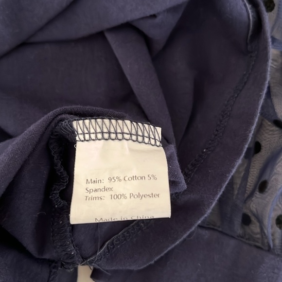 Allegra K polka dot square neck semi sheer sleeves blouse. - Picture 5 of 5